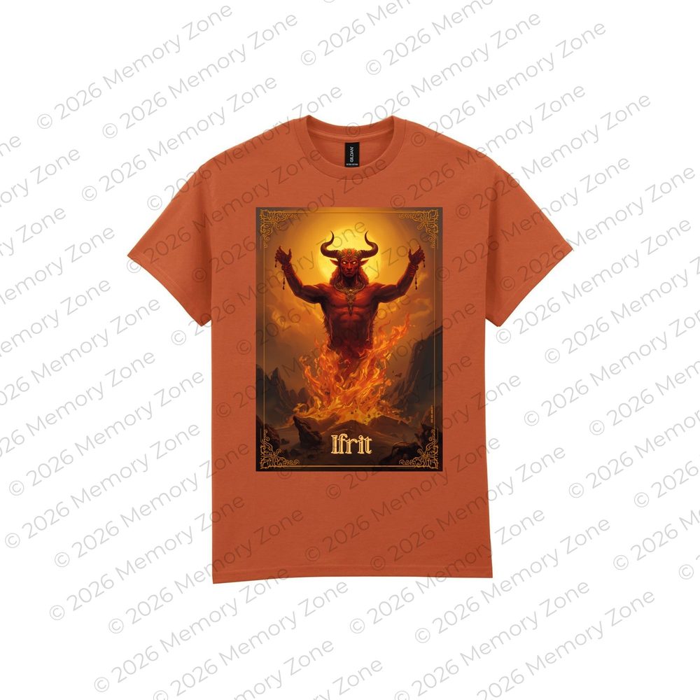 Ifrit fire djinn fantasy t-shirt and art print